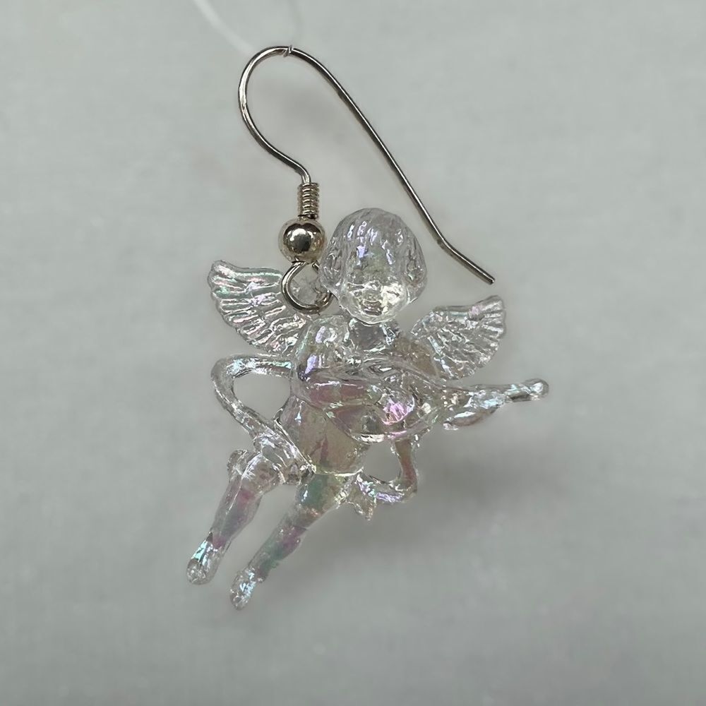 Cupid Cherub Angel Dangle Earrings - Picture 2 of 3